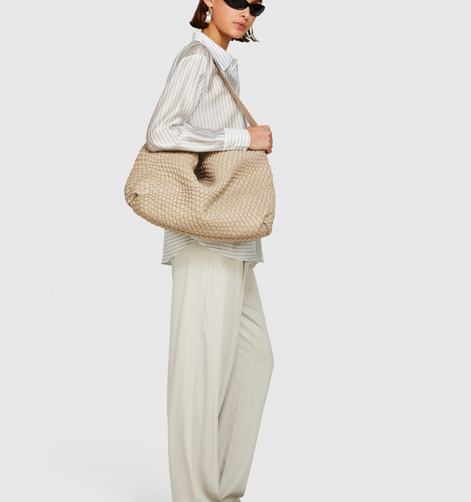Low-waisted flared fit trousers - women's flared trousers - Beige | Sisley image number 2